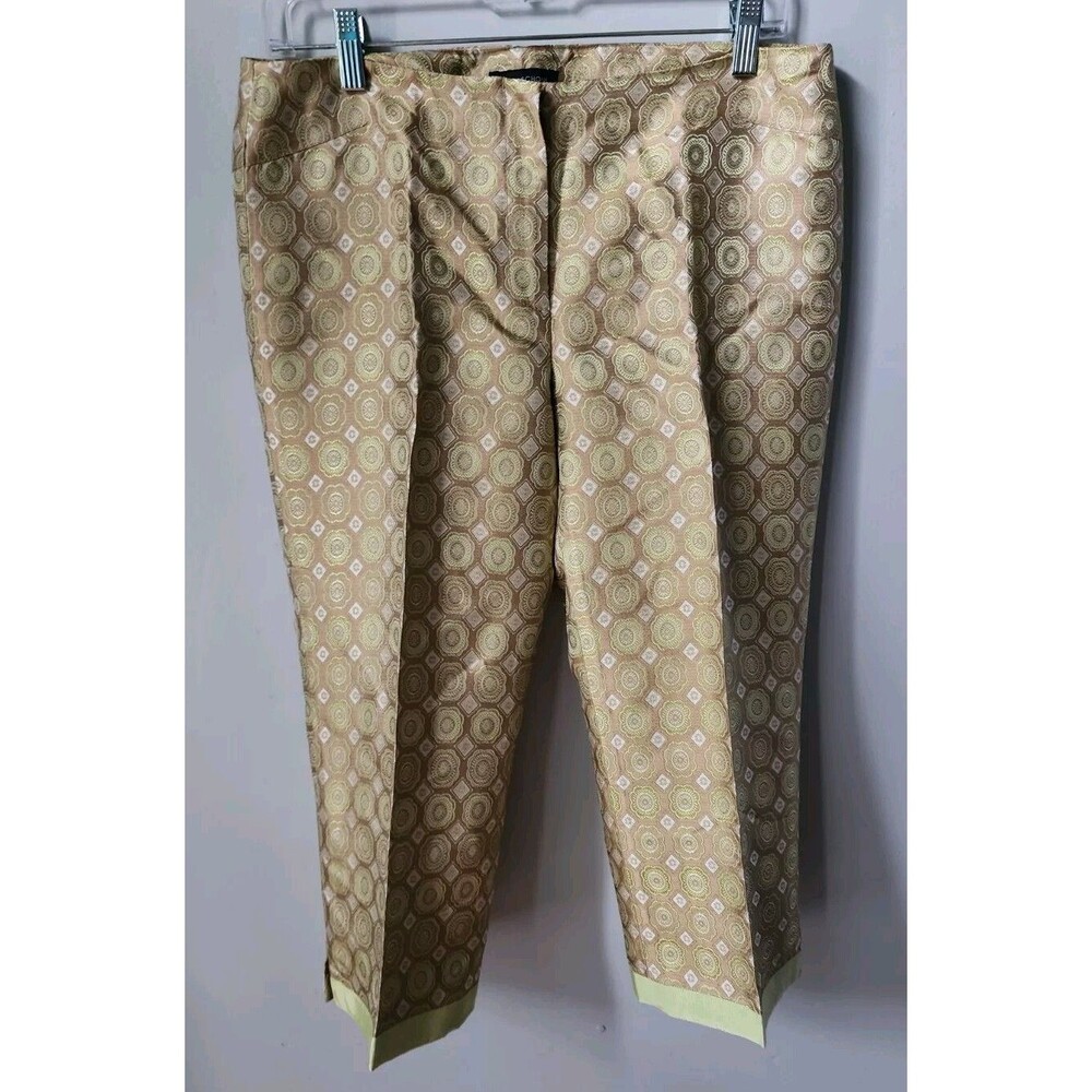 Nwt Magaschoni Pants Women's Sz 4 Silk Blend Cropped Slacks Gold Mid Rise 30x20